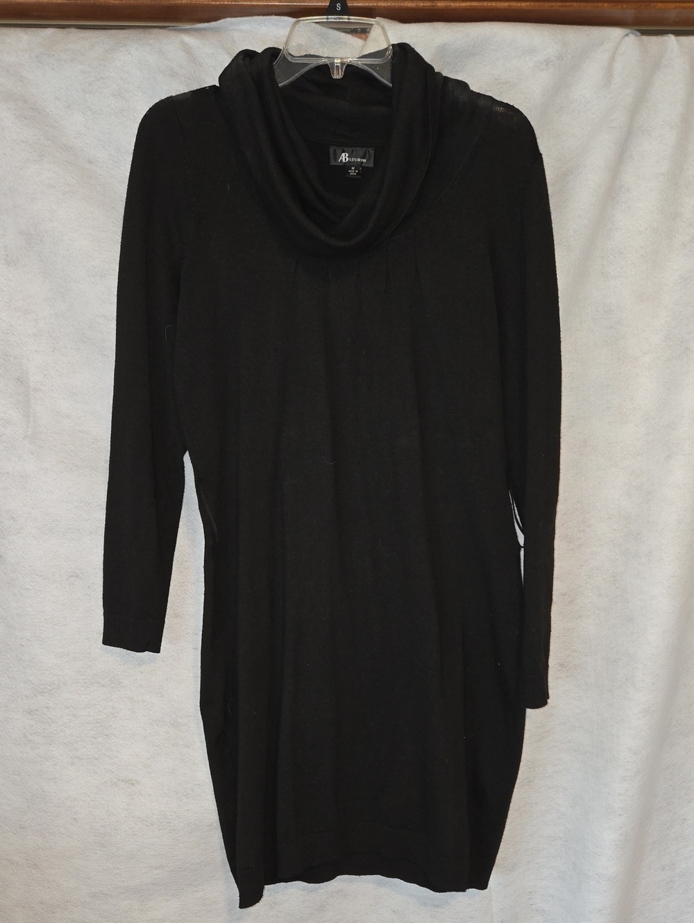 AB Studio Black Cowl Neck Sweater Dress